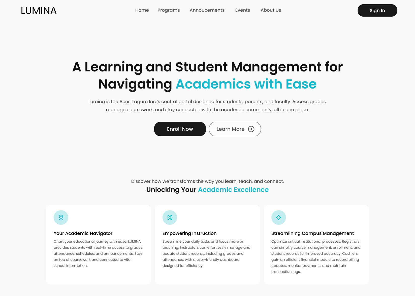 Lumina: Student Information and Portal for College